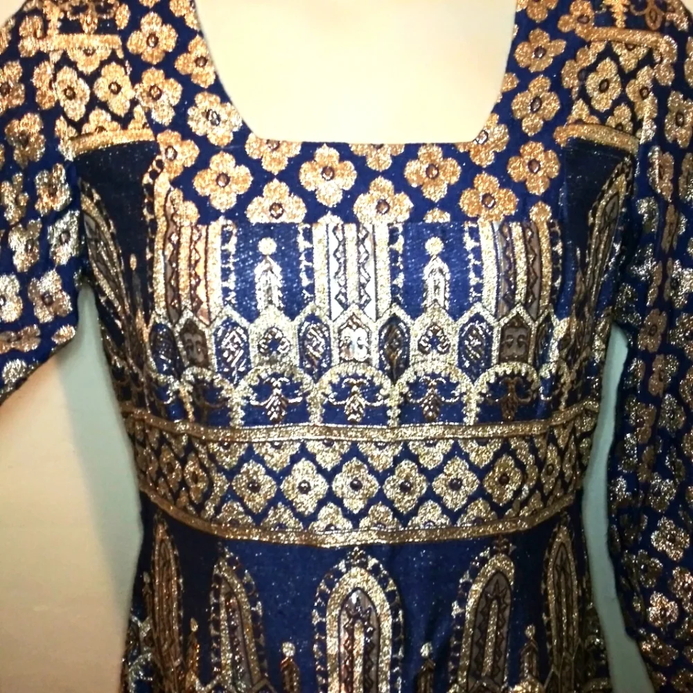 Vintage 1960's Bob Cunningham By Nellica Beitner Royal Blue & Gold Lame´ Gown - Picture 6 of 14